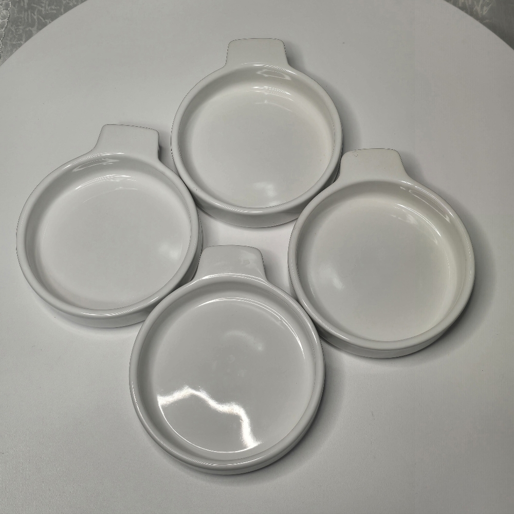 Set of Four White Handled Dipping Creame Brula Serving Dishes [ Read Details ]